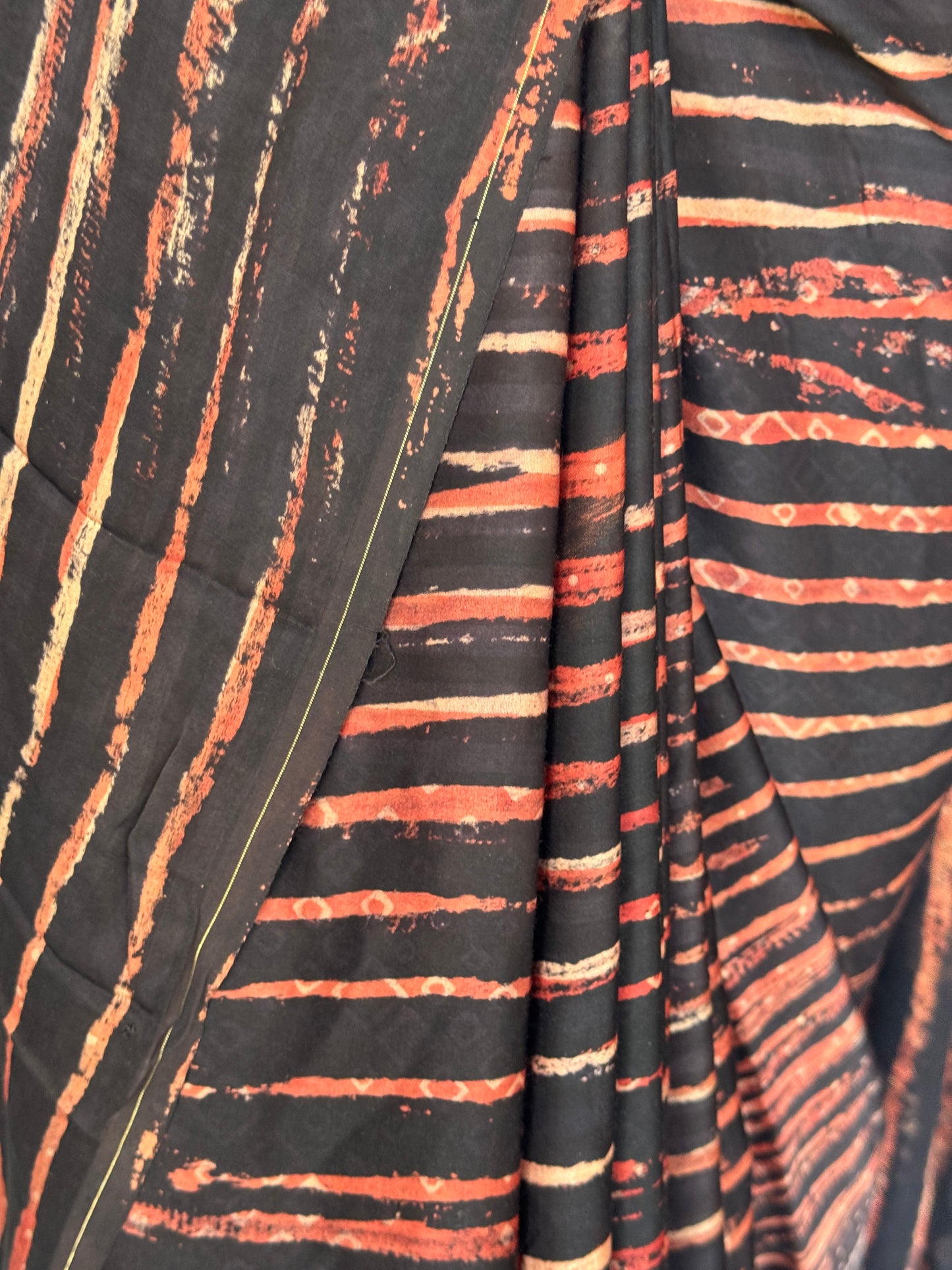 Ajrakh hand block printed soft modal saree yardage saree