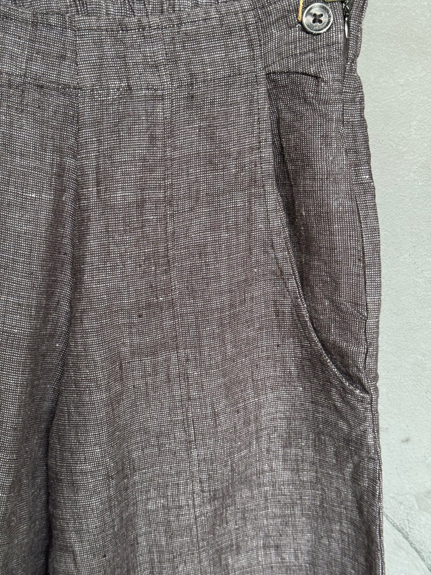 Black linen handwoven trousers for women