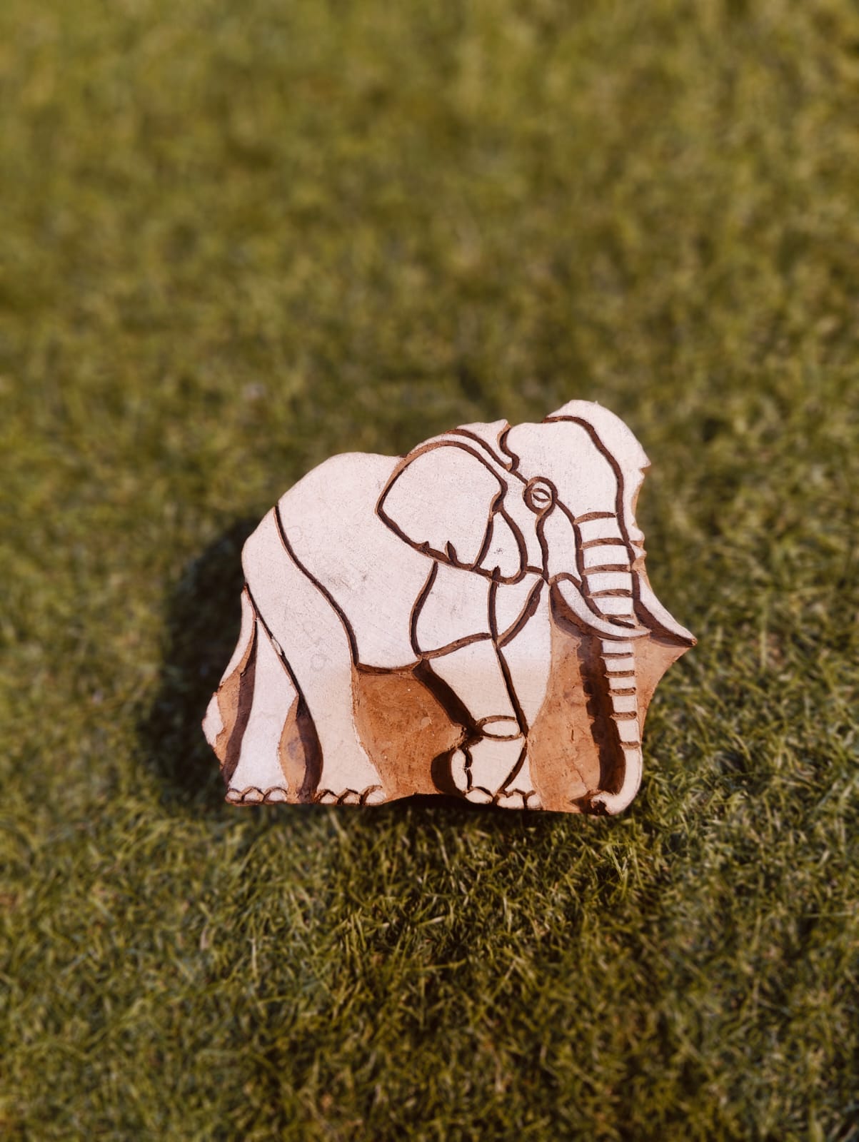 Elephant wooden hand carved block for printing and decor - cute DIY gifts for children