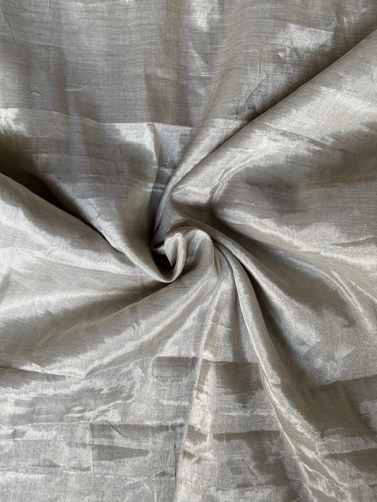 Silver tissue silk handwoven fabric