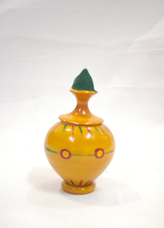 Kalash shaped Kum Kum container - Etikoppaka Wooden handcrafted  decor