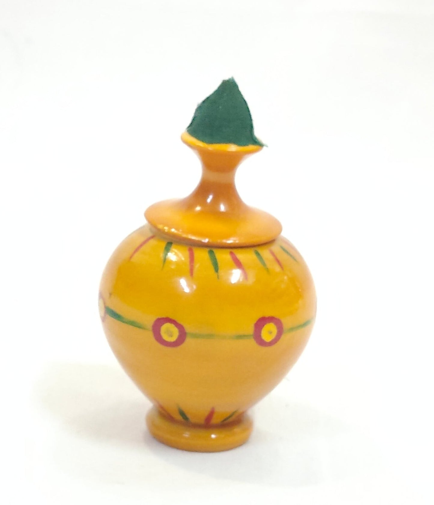 Kalash shaped Kum Kum container - Etikoppaka Wooden handcrafted  decor