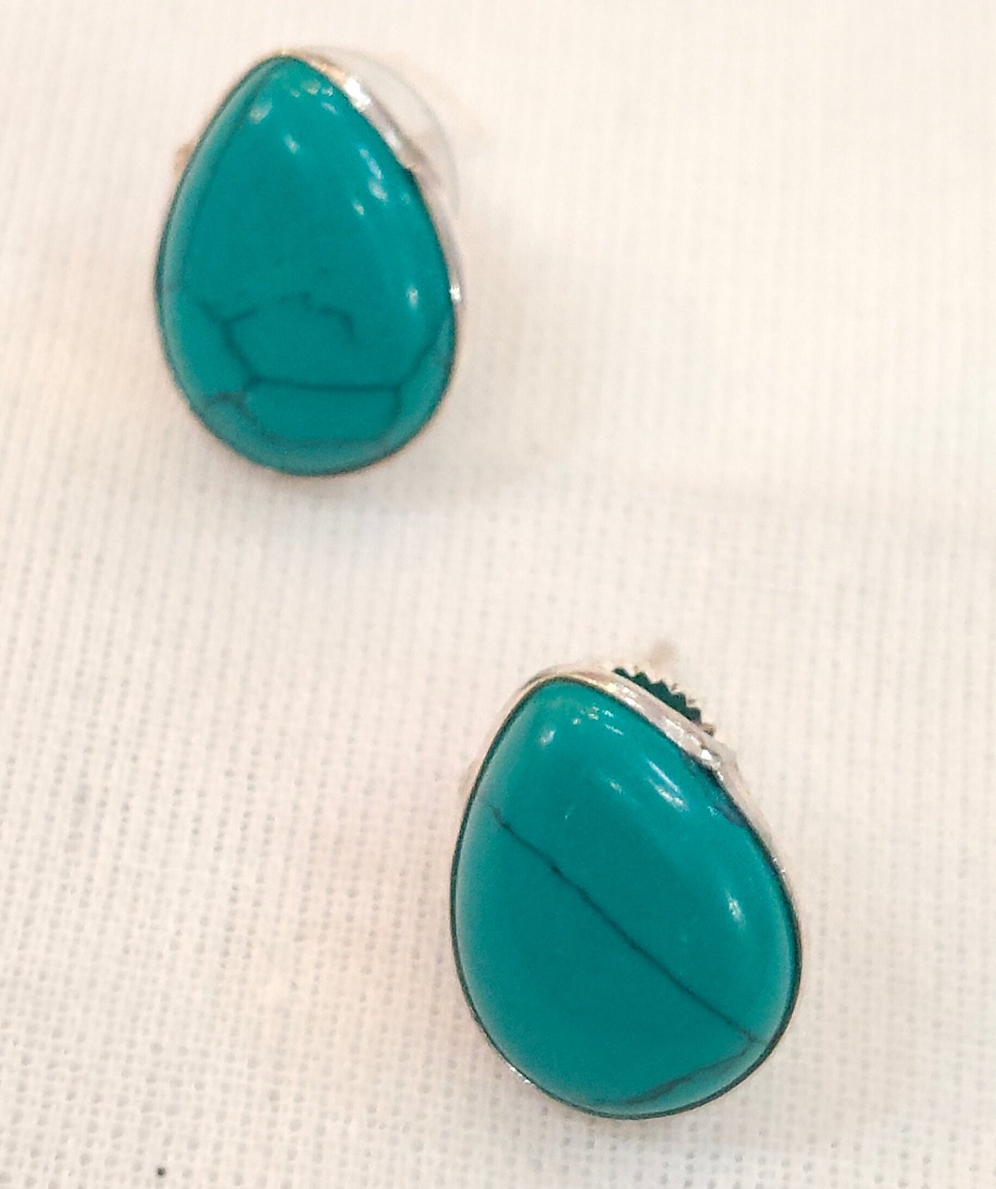 Turquoise stone drop shaped studs - earrings