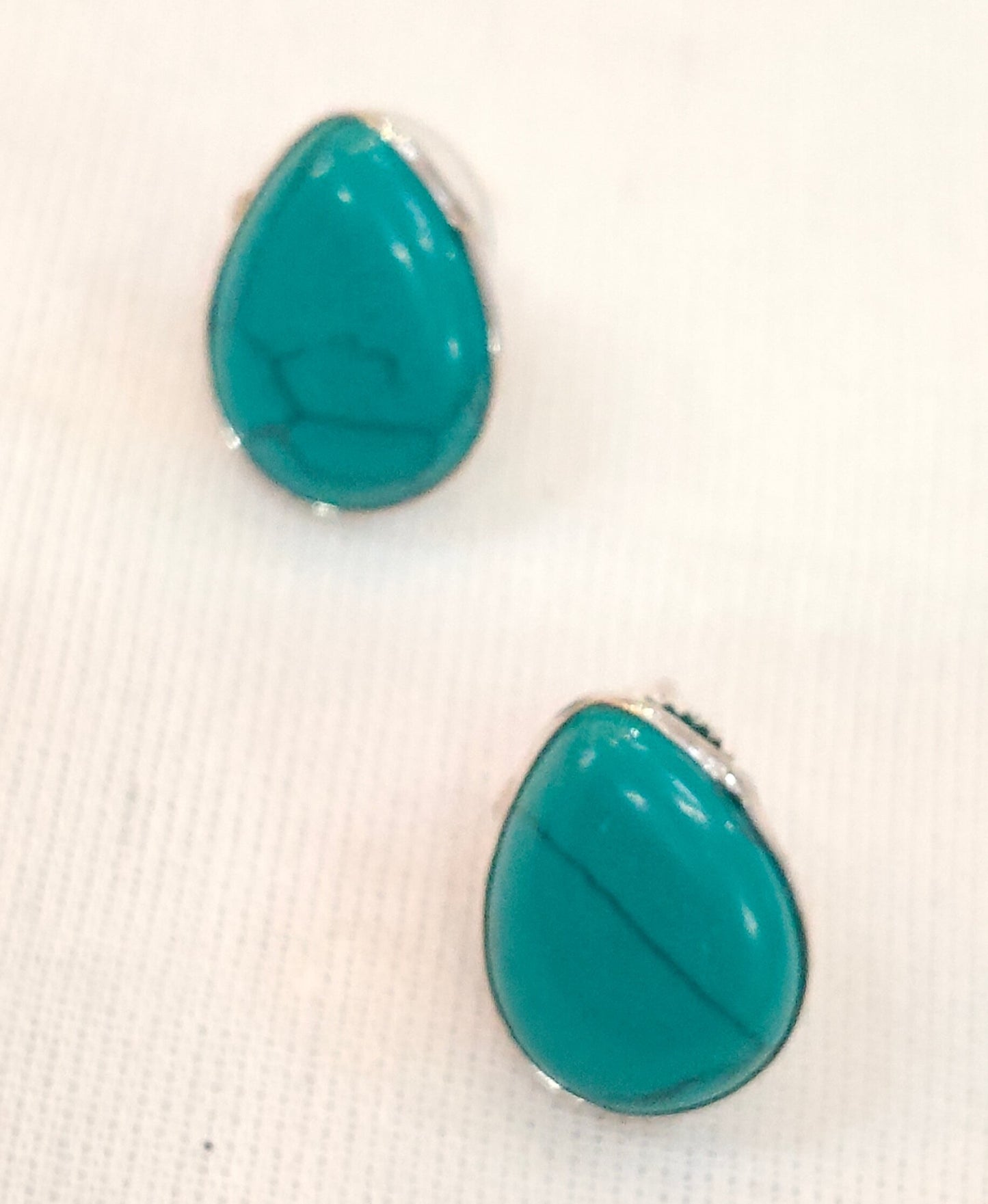 Turquoise stone drop shaped studs - earrings