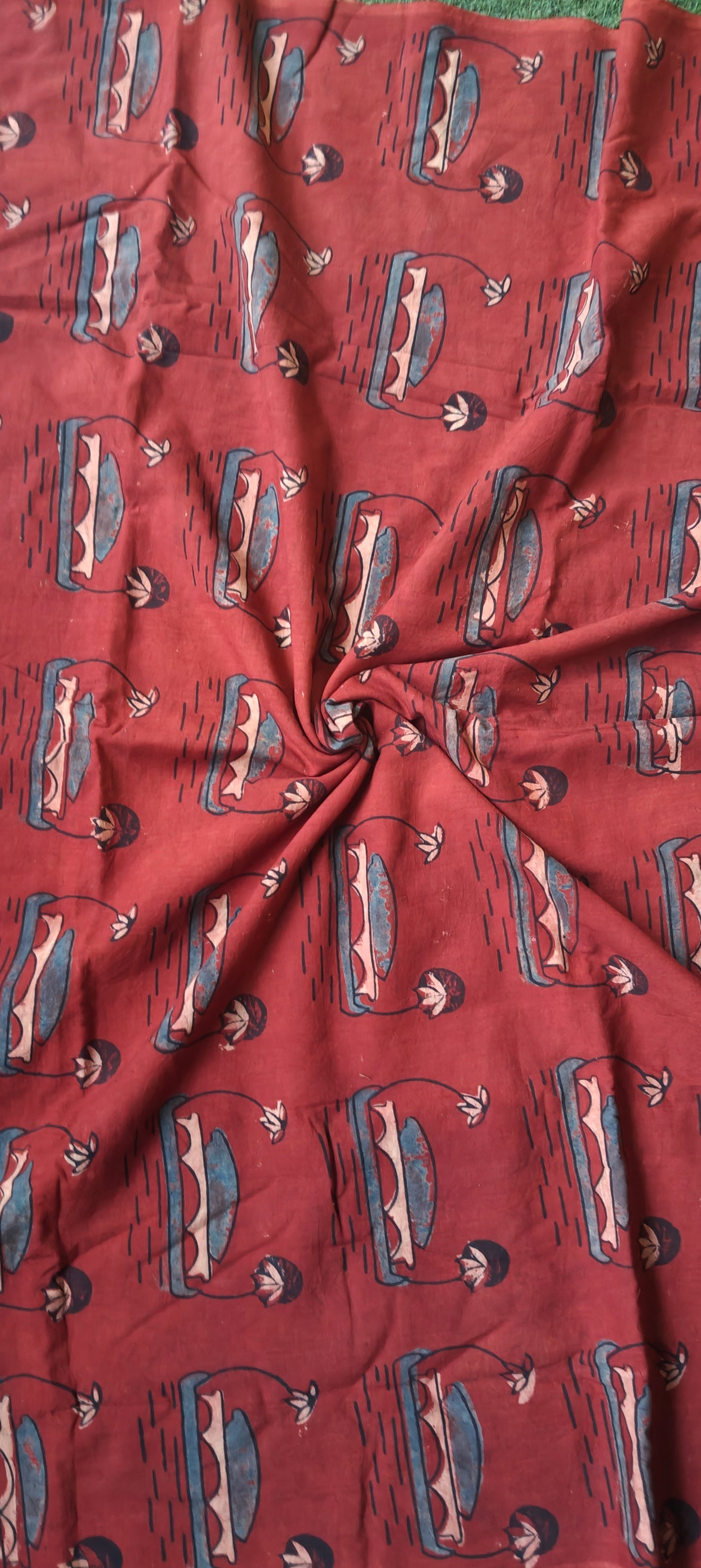 Ajrakh cotton Handblock printed fabric