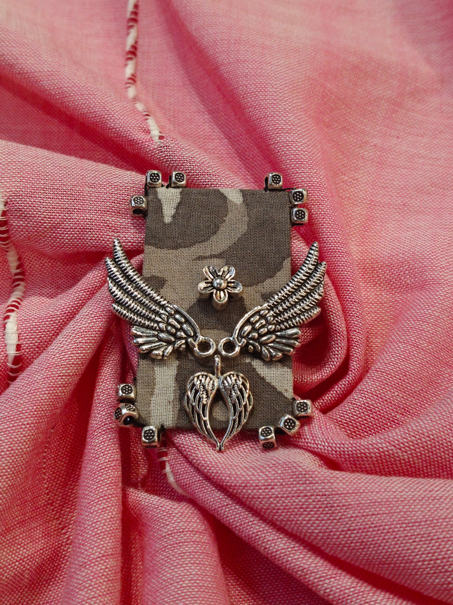 Elegant Ajrakh brooches with silver work - multiple colors and patterns