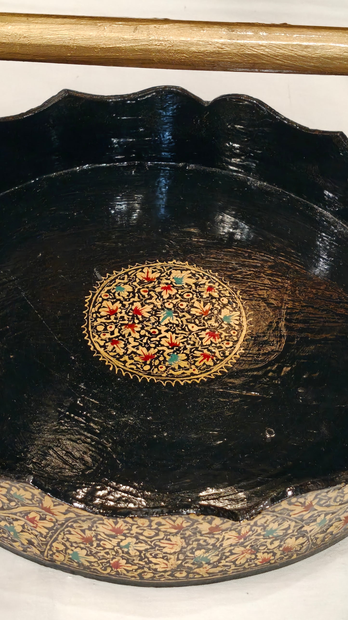 Floral hand painted papier mache decorative basket / hamper