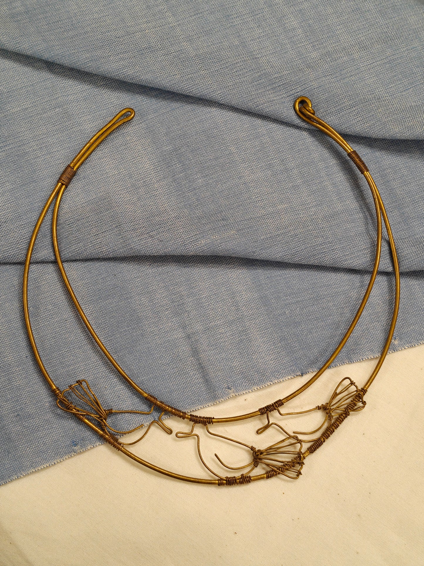 3 birds Brass dokra handcrafted choker neckpiece