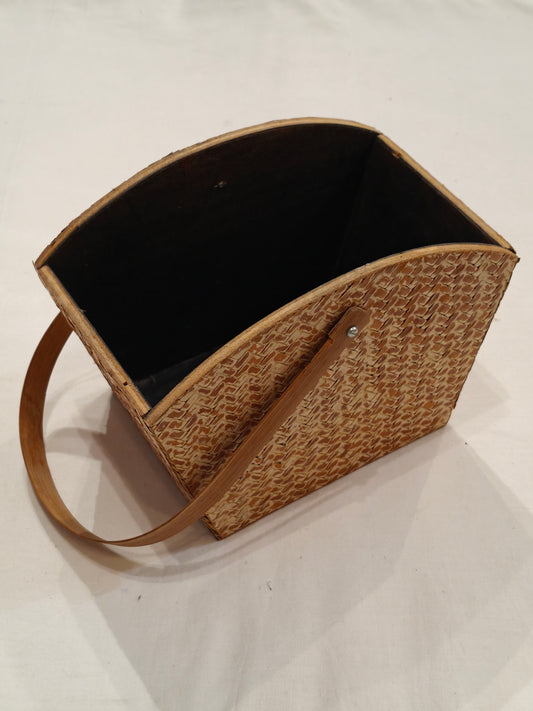 Wooden basket with handle -  handcrafted