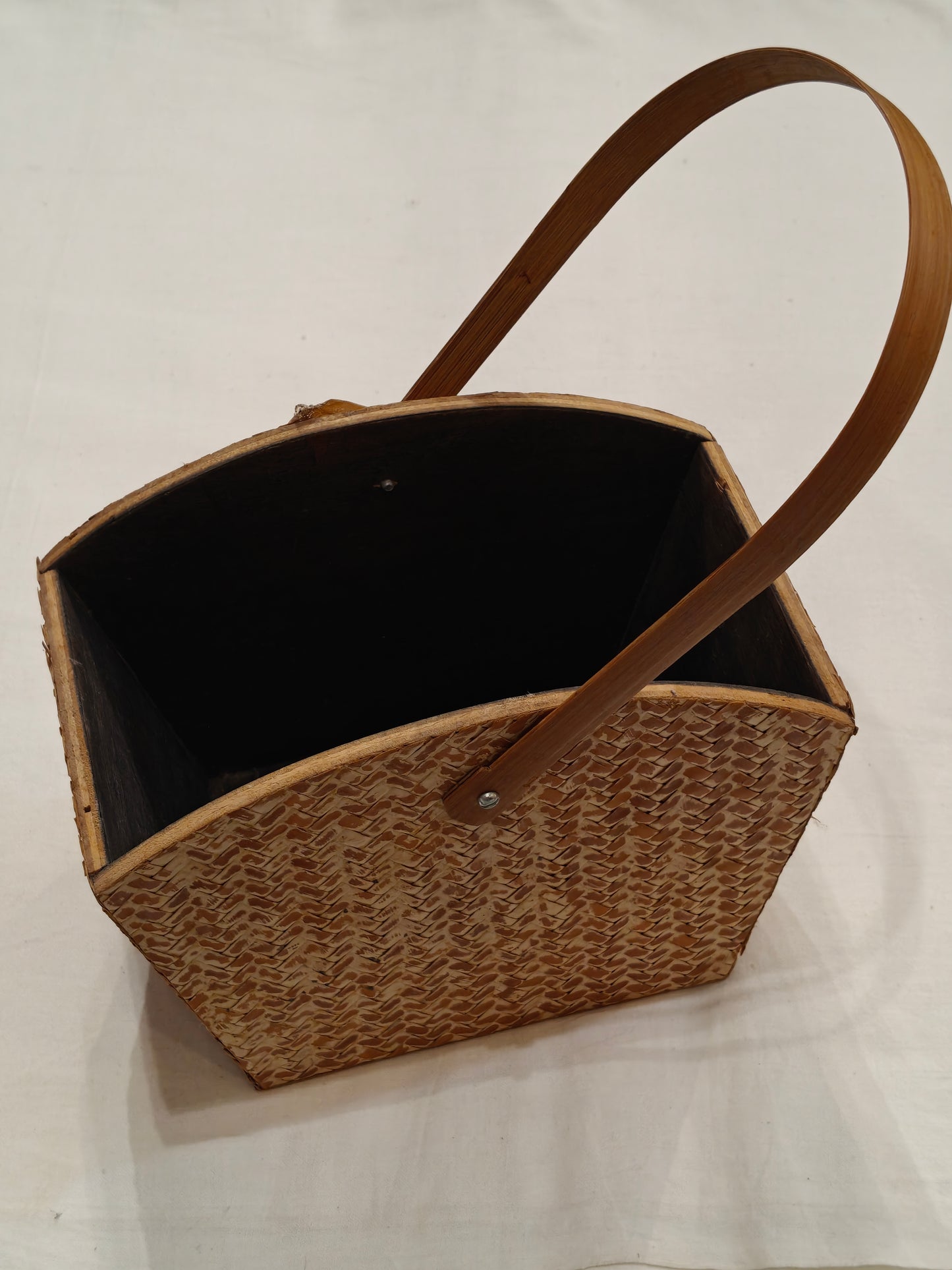 Wooden basket with handle -  handcrafted
