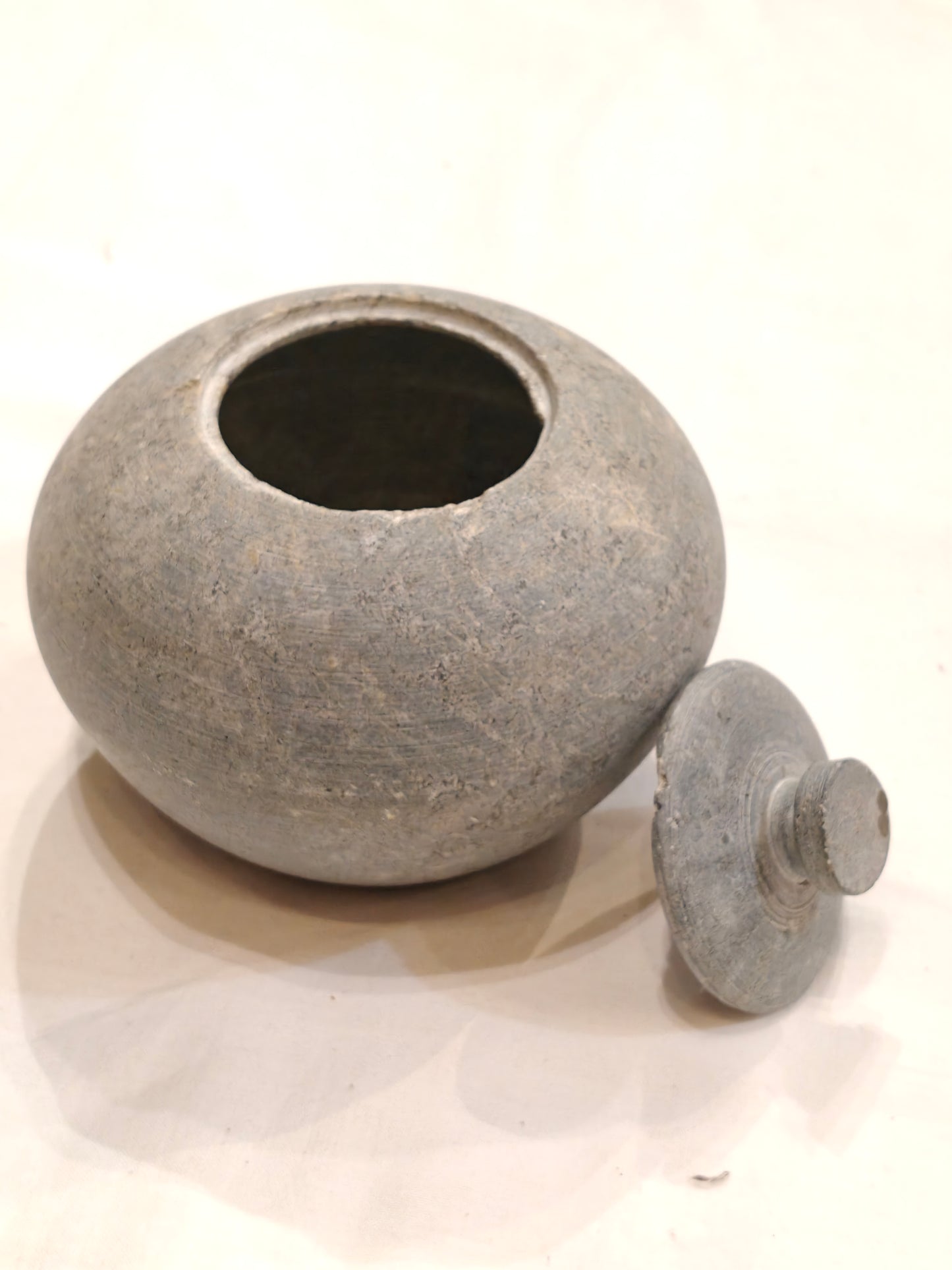 Soapstone container with lid - handcrafted product
