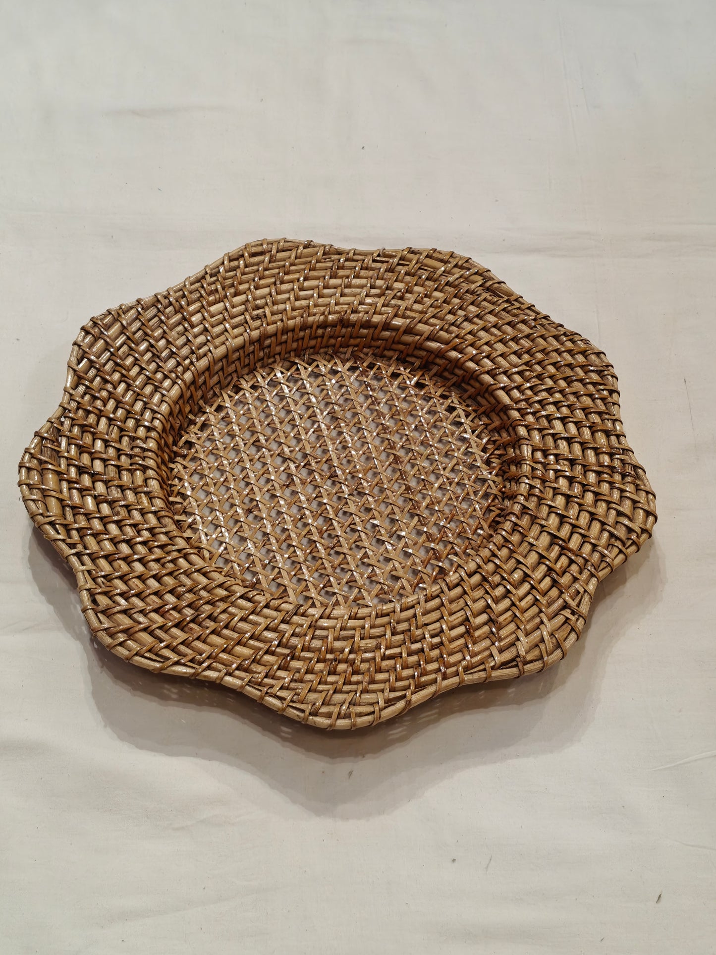 Flower shaped Handcrafted cane tray