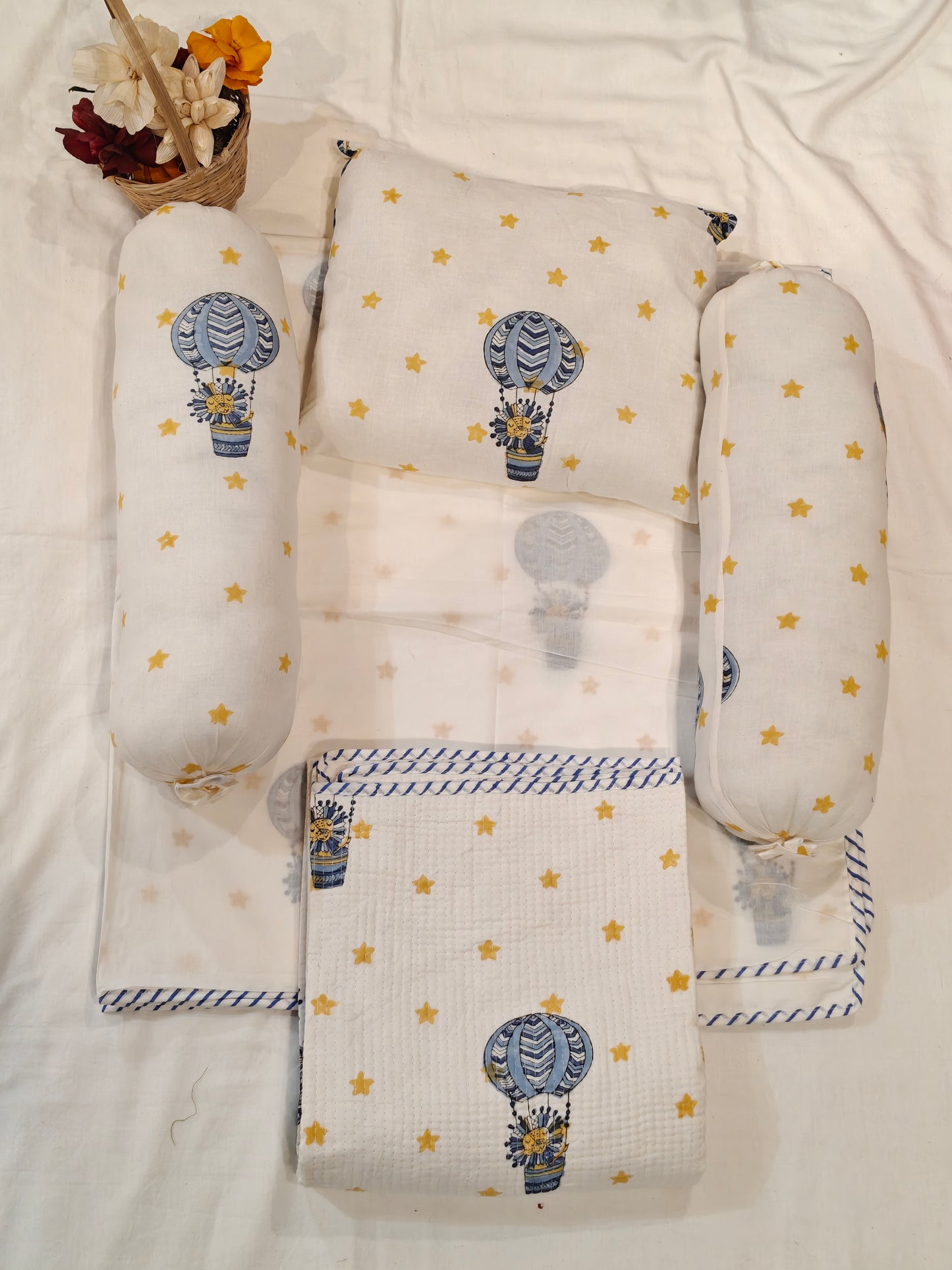 Baby bedding sets in hand block printed fine cotton - multiple prints available