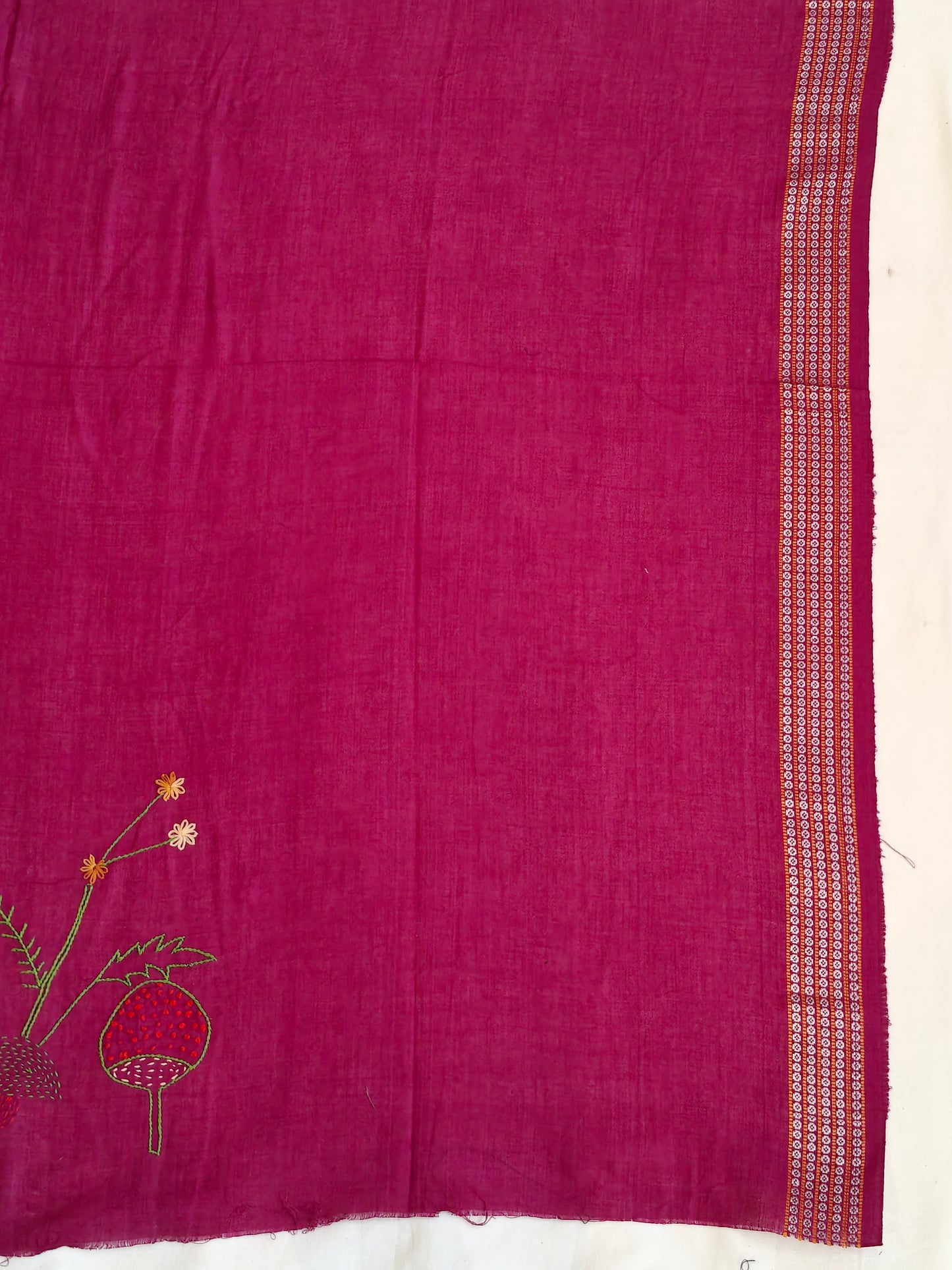 Hand crafted unstitched blouse fabrics on handloom cotton base - Hand painted / embroidered - click to see designs and colors