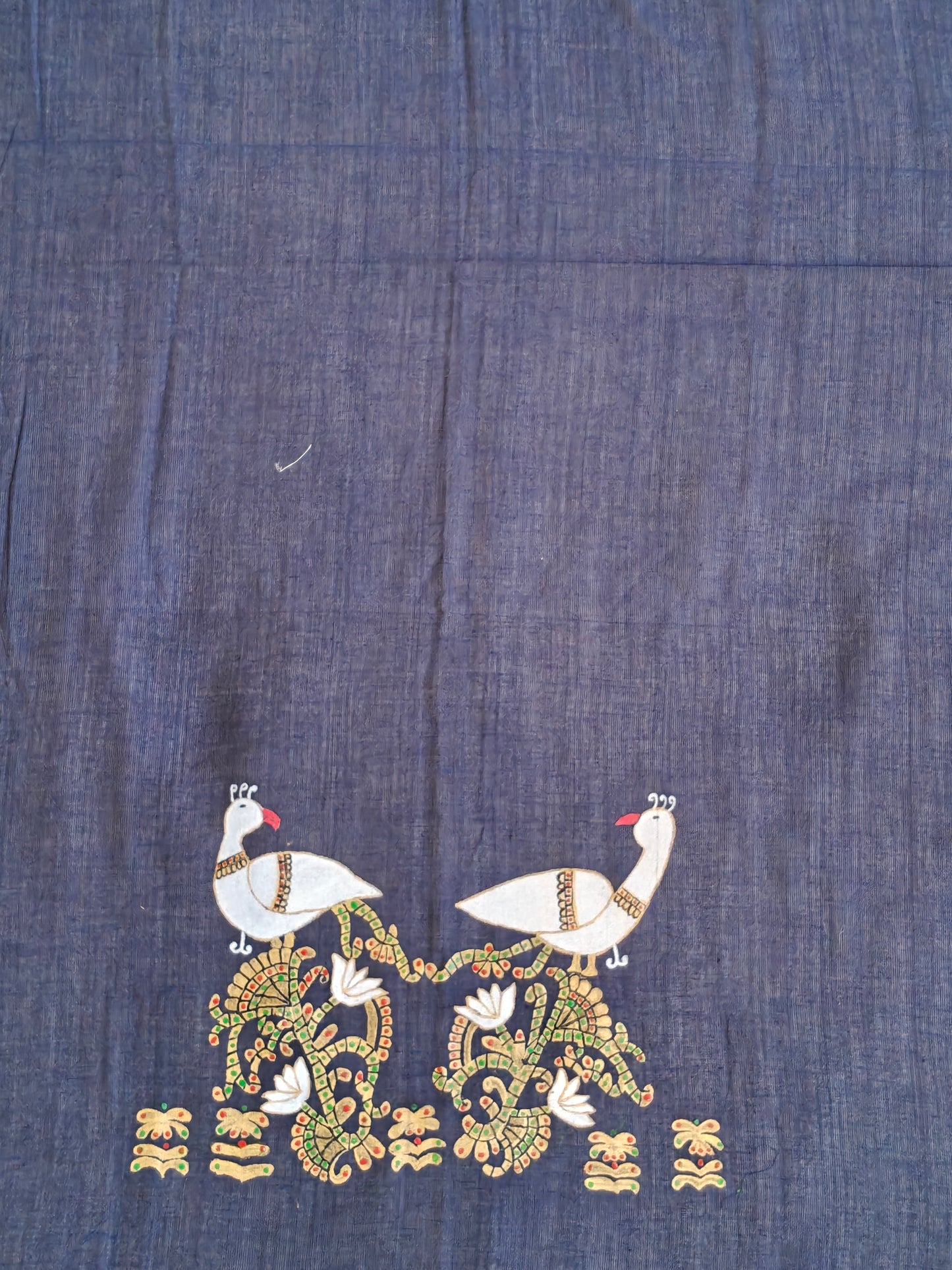 Hand crafted unstitched blouse fabrics on handloom cotton base - Hand painted / embroidered - click to see designs and colors
