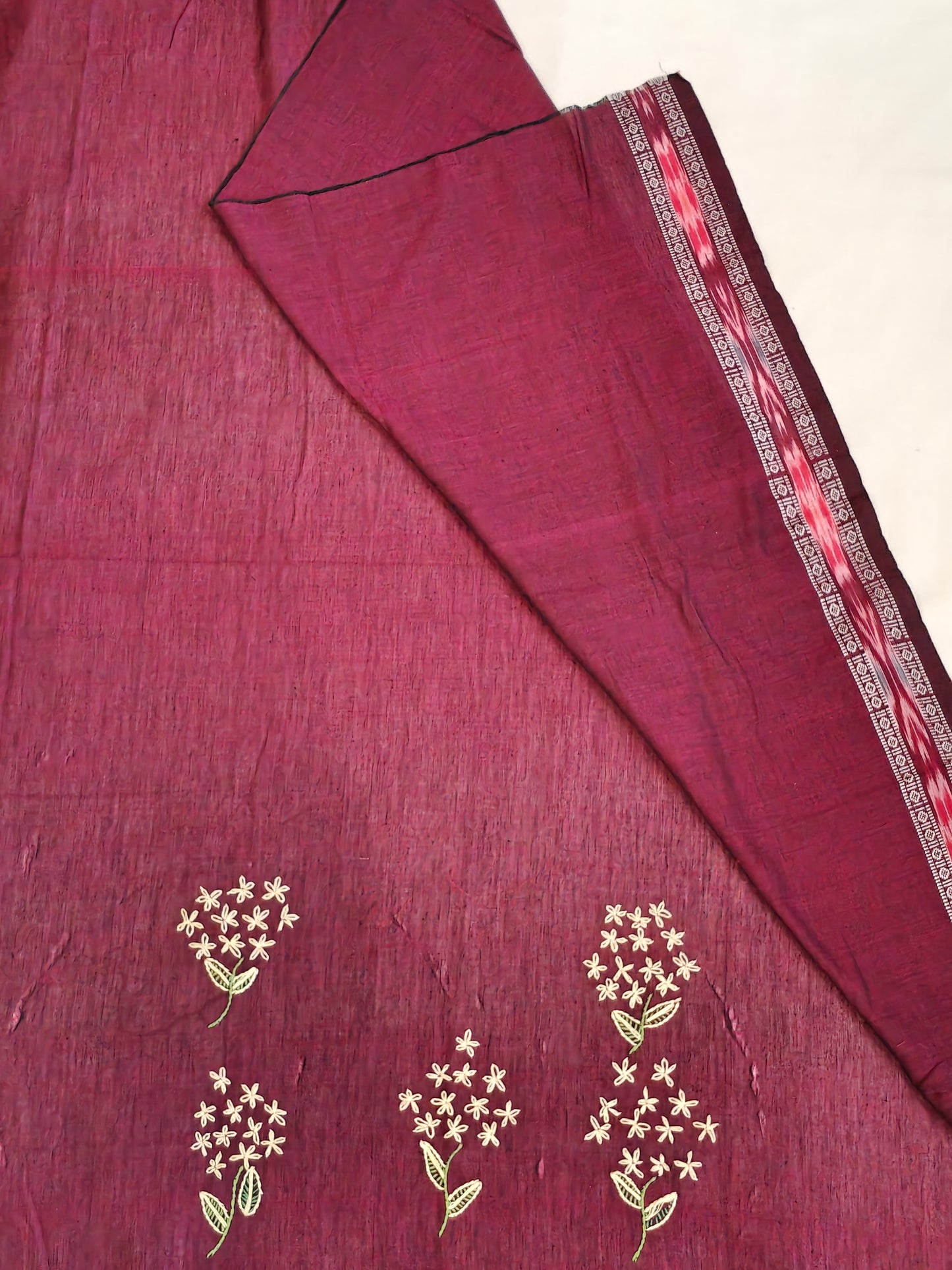 Hand crafted unstitched blouse fabrics on handloom cotton base - Hand painted / embroidered - click to see designs and colors