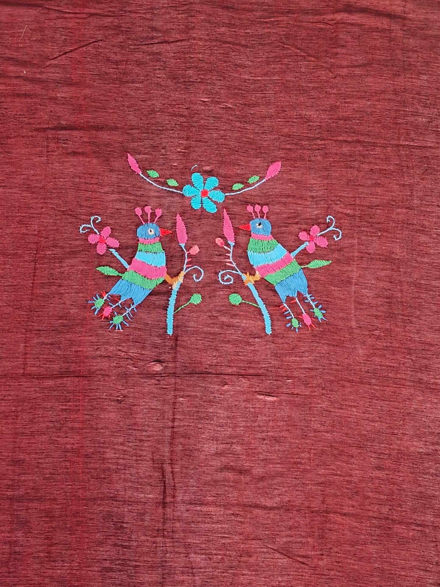 Hand crafted unstitched blouse fabrics on handloom cotton base - Hand painted / embroidered - click to see designs and colors