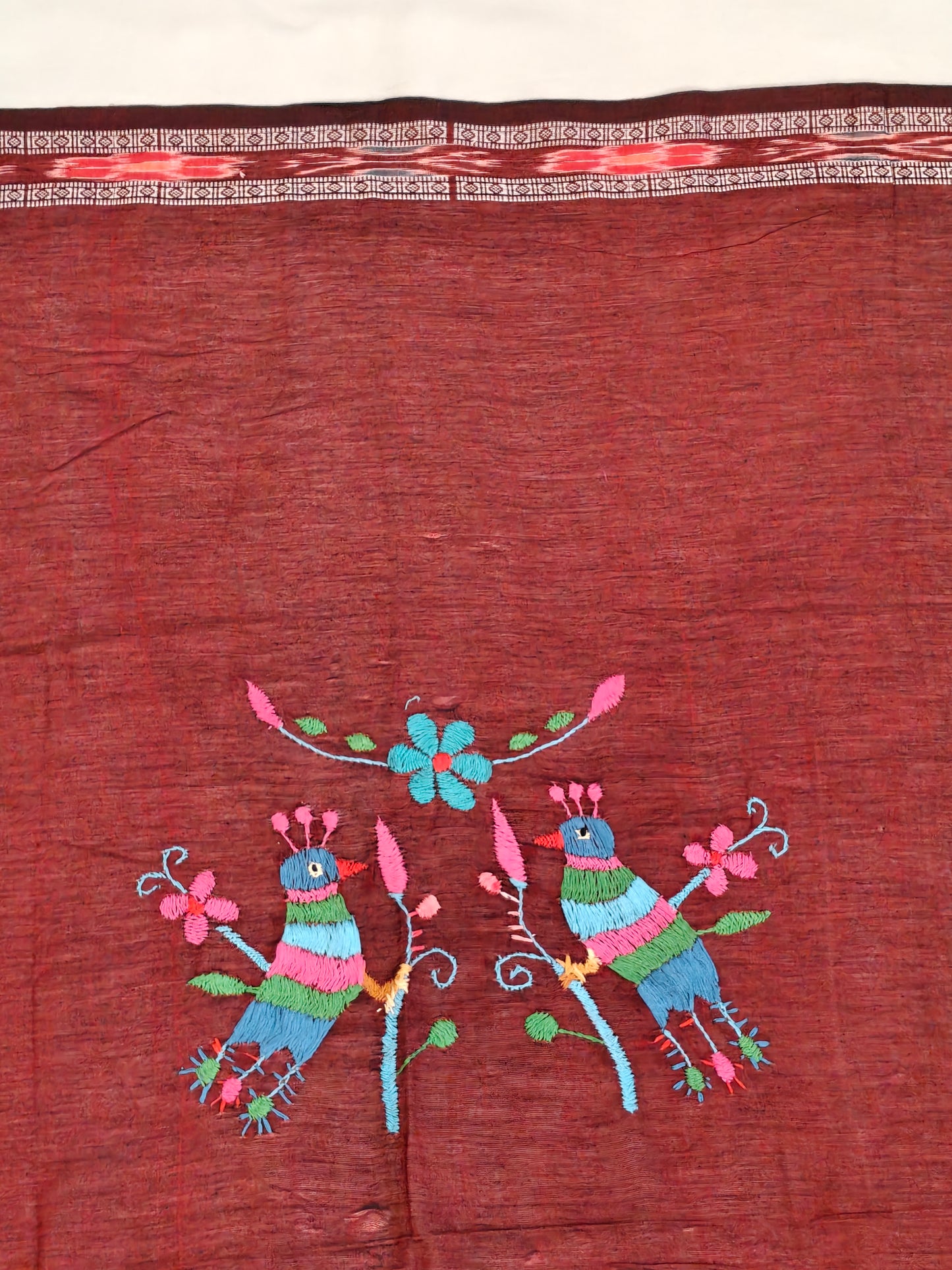 Hand crafted unstitched blouse fabrics on handloom cotton base - Hand painted / embroidered - click to see designs and colors