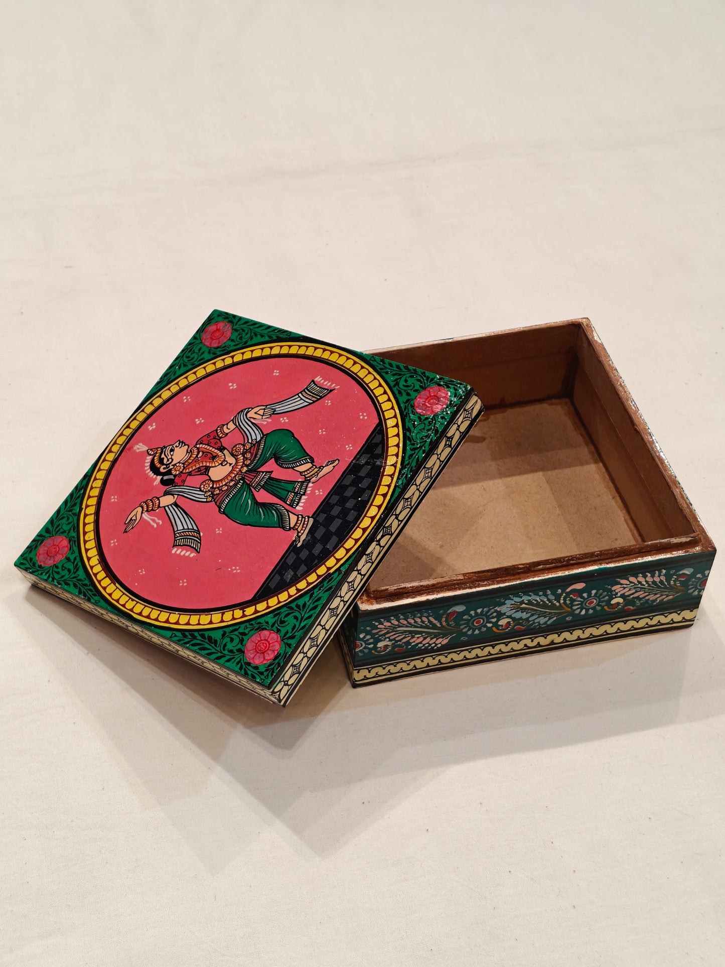 Woman performing classical dance - Handcrafted and Handpainted MDF box with lid