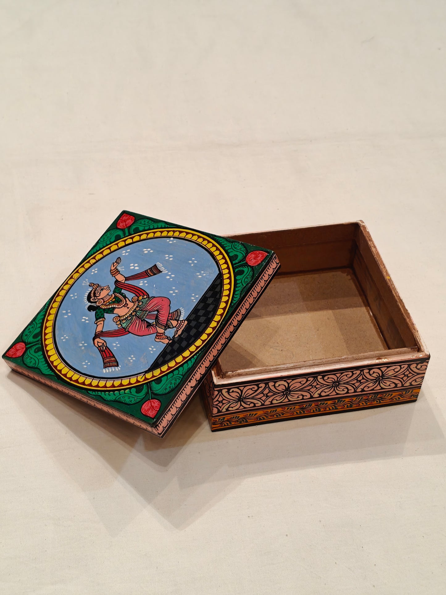 Woman performing classical dance - Handcrafted and Handpainted MDF box with lid