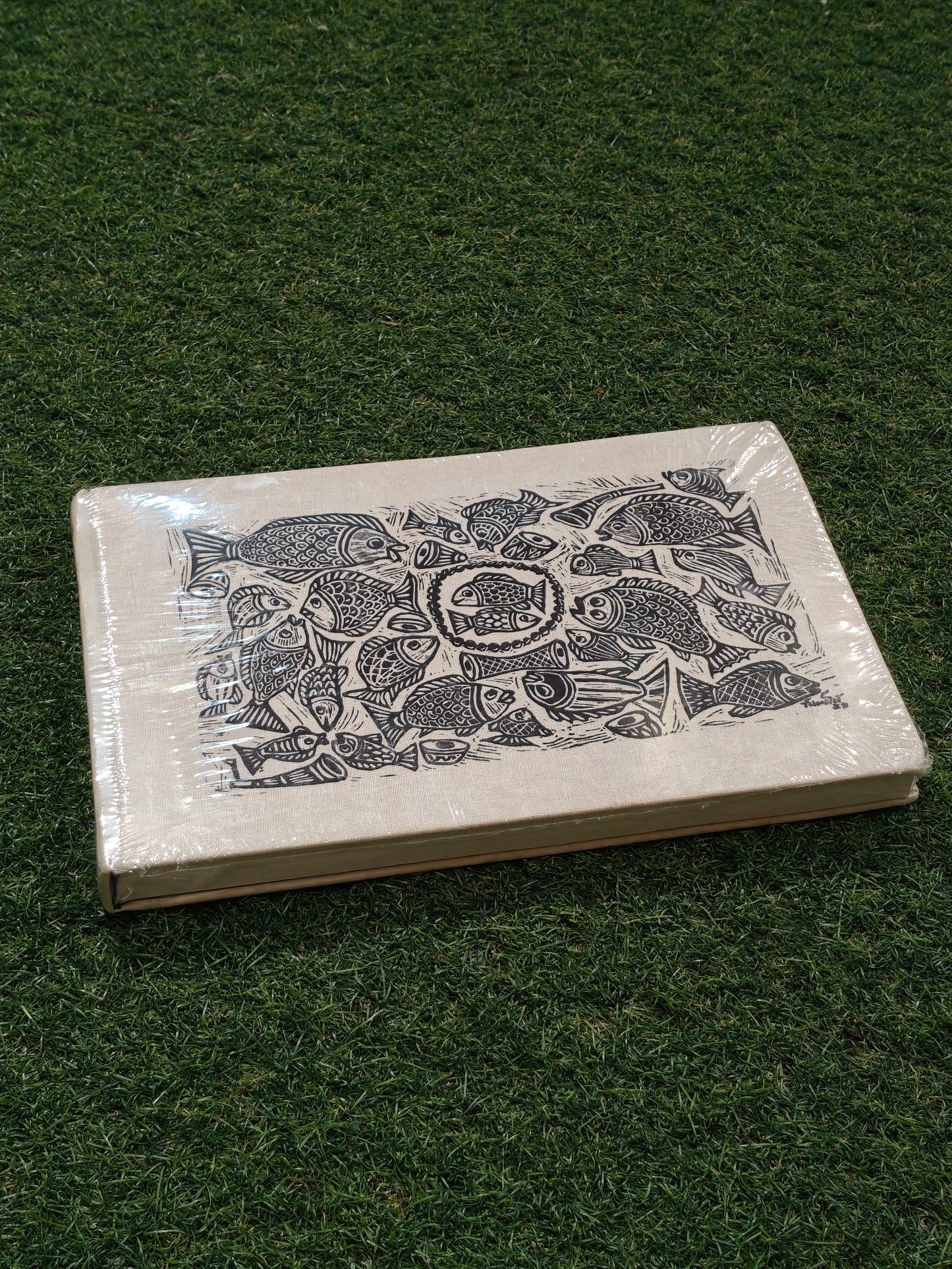 Hand made paper sketchbook with hand painted print as hard cover - 200 gsm