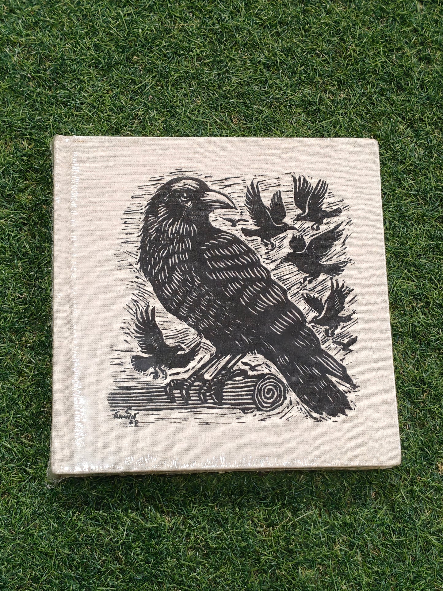 Hand made paper sketchbook with hand painted print as hard cover - 200 gsm