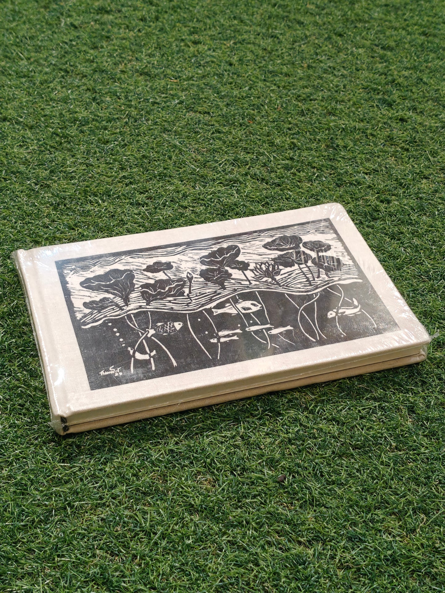 GSM 120 maplitho paper hand bound sketchbook with print of original art as hard cover