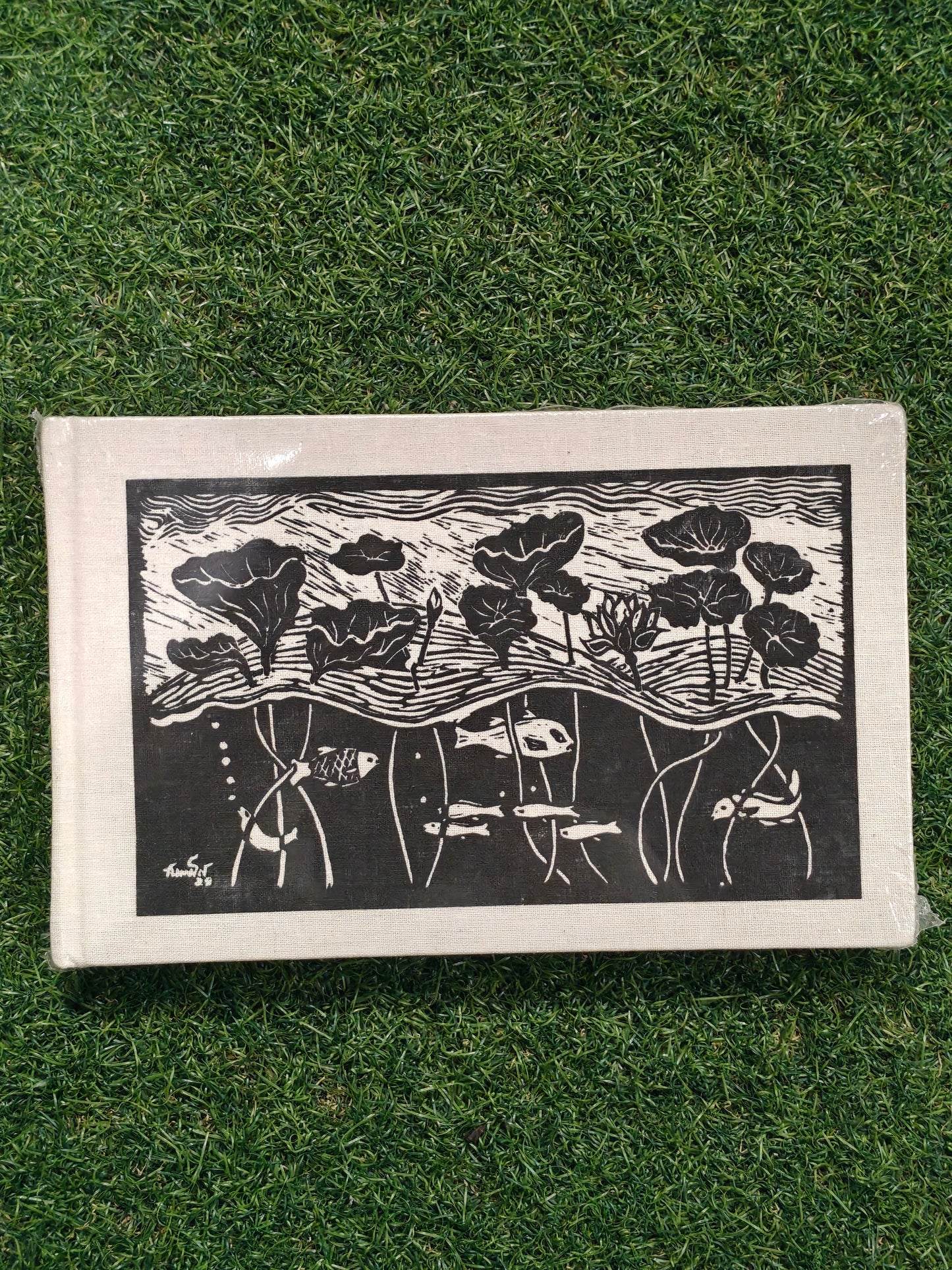 GSM 120 maplitho paper hand bound sketchbook with print of original art as hard cover