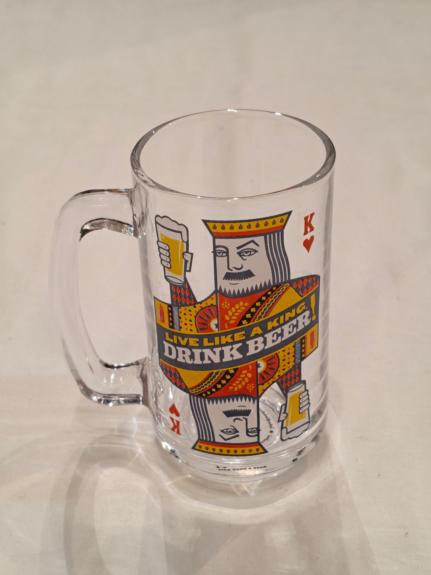 Quirky print glass beer mugs with handle