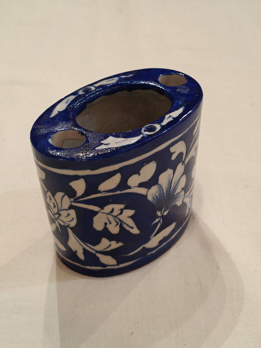 Blue pottery Handcrafted ceramic pen holder / tooth brush holder