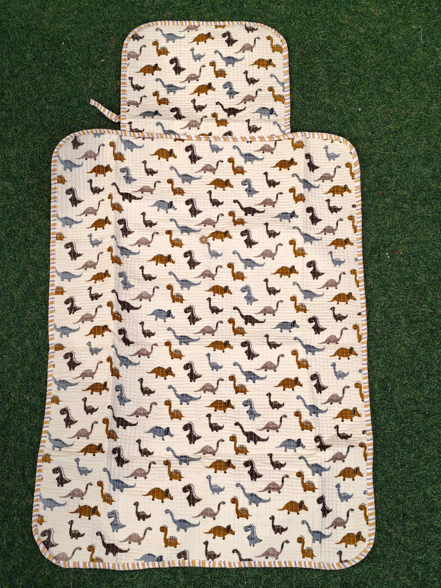 Handblock printed diaper mats for children with water proof lining and pocket