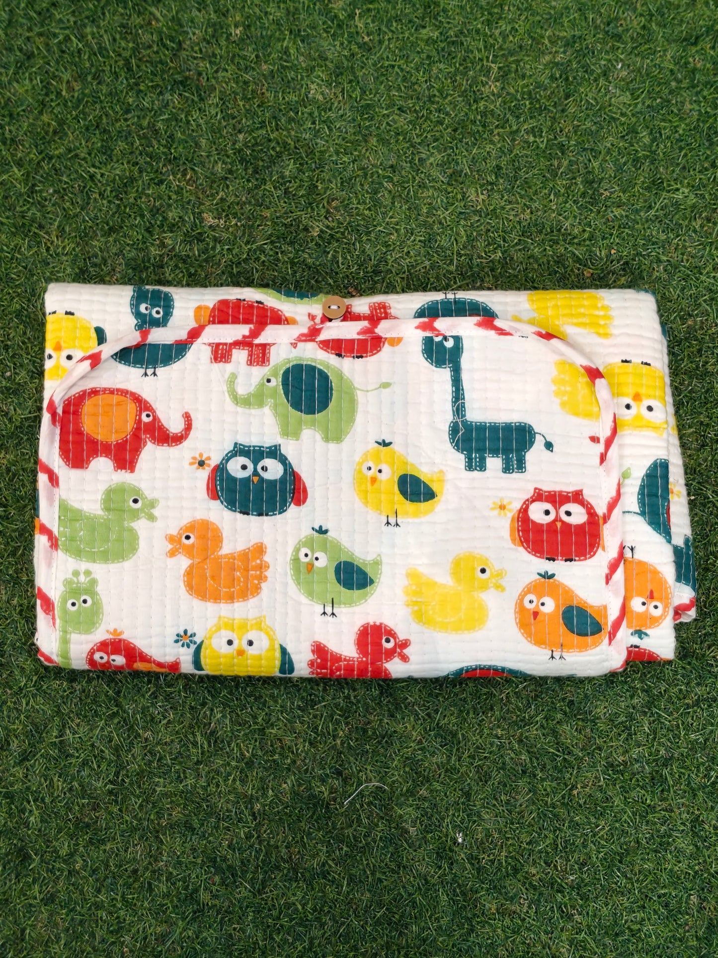 Handblock printed diaper mats for children with water proof lining and pocket