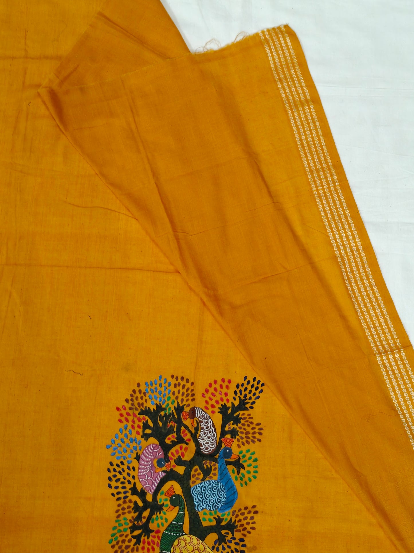 Hand crafted unstitched blouse fabrics on handloom cotton base - Hand painted / embroidered - click to see designs and colors