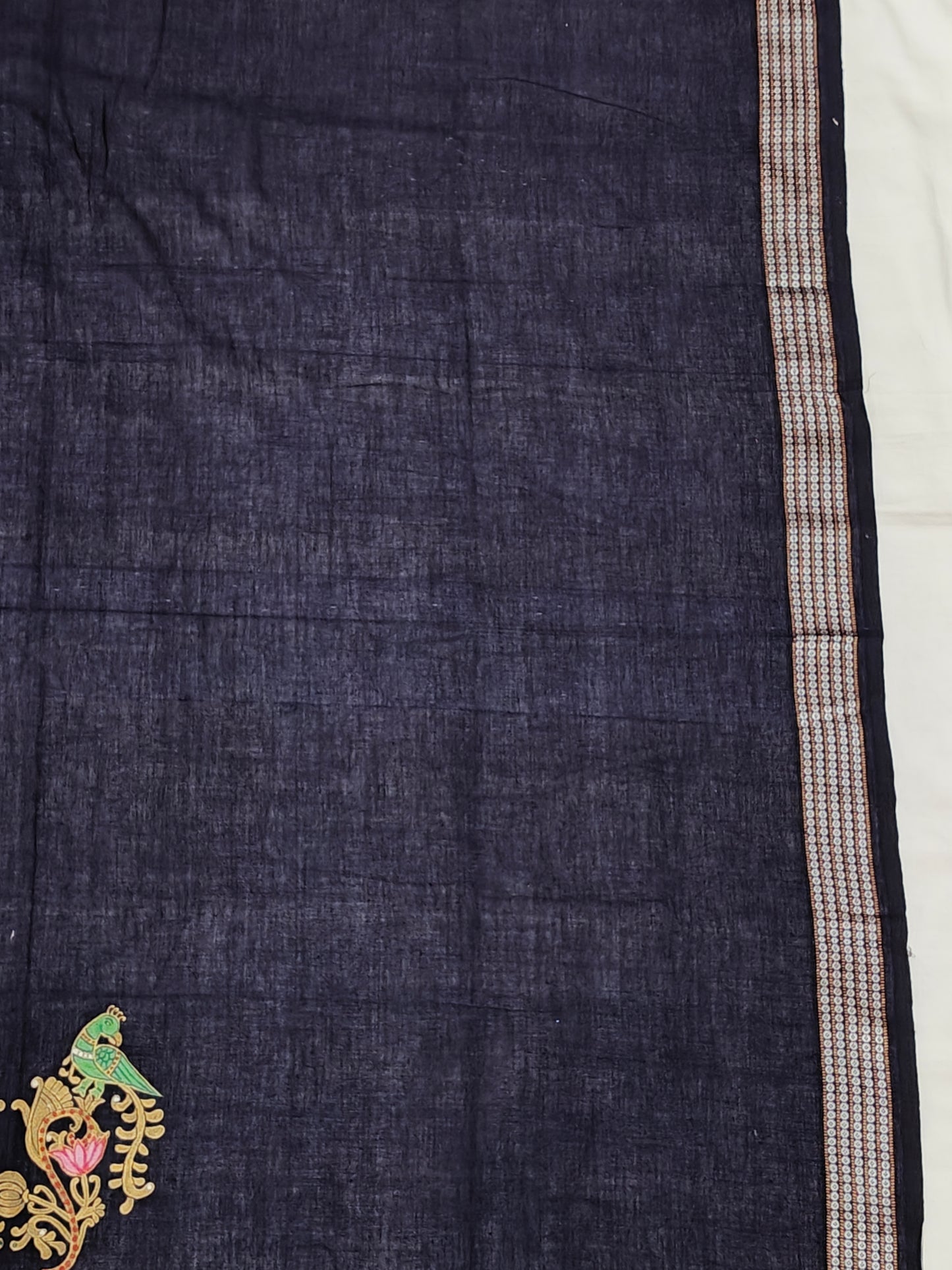 Hand crafted unstitched blouse fabrics on handloom cotton base - Hand painted / embroidered - click to see designs and colors