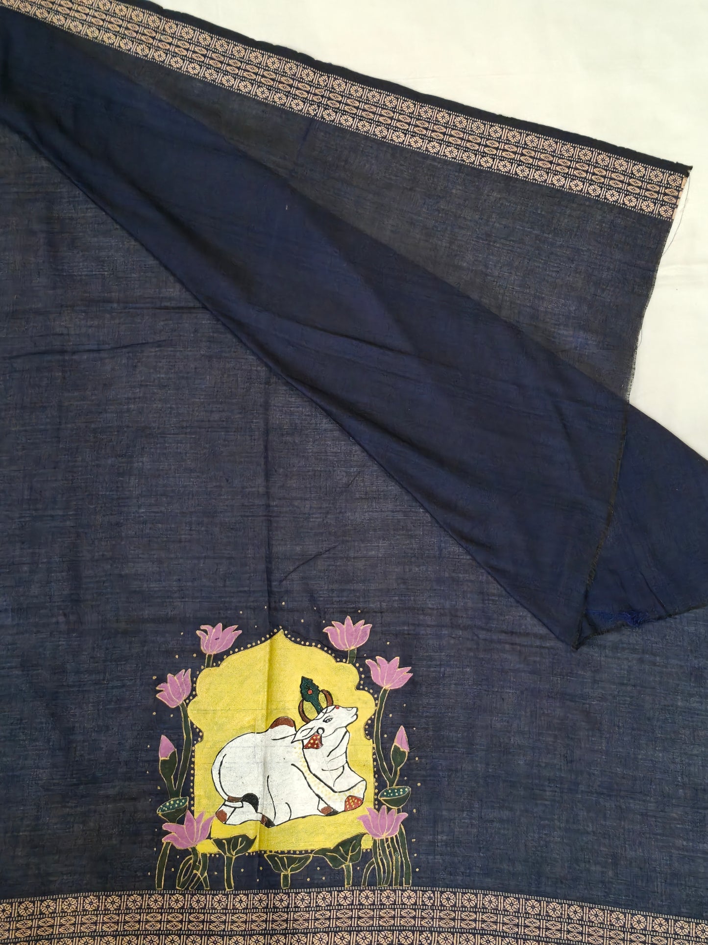 Hand crafted unstitched blouse fabrics on handloom cotton base - Hand painted / embroidered - click to see designs and colors