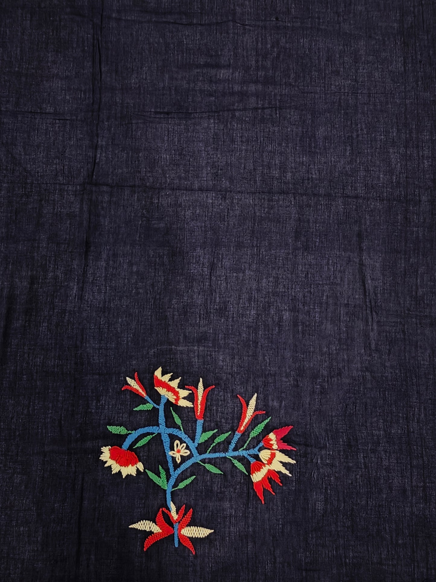 Hand crafted unstitched blouse fabrics on handloom cotton base - Hand painted / embroidered - click to see designs and colors