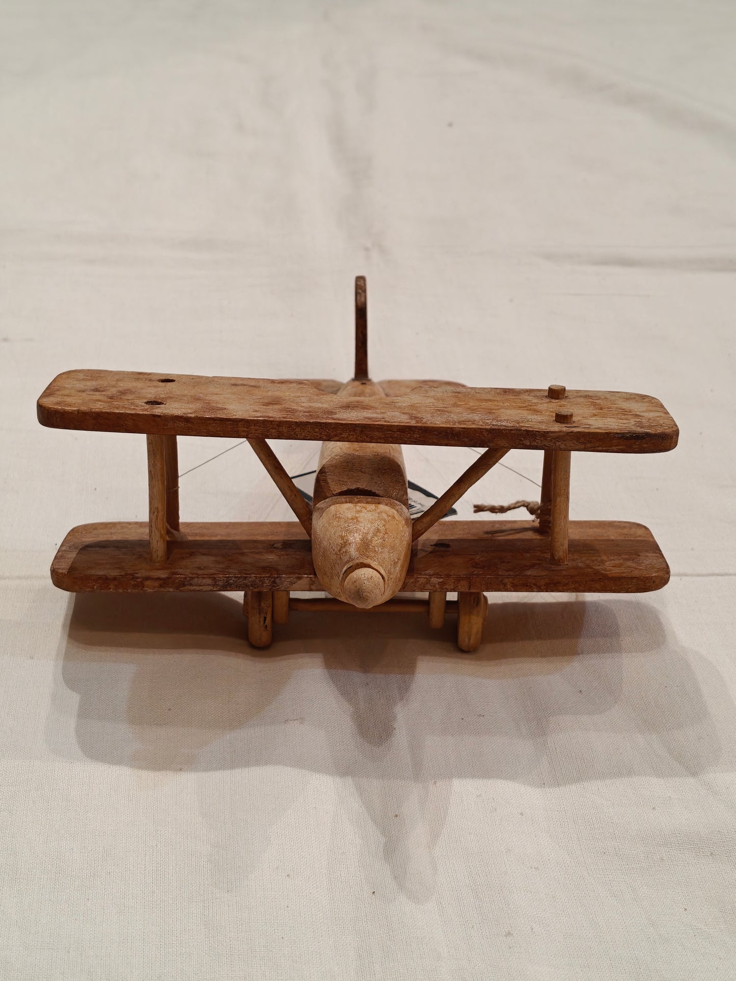 Handcrafted wooden aeroplane ( biplane model )with wheels play toy