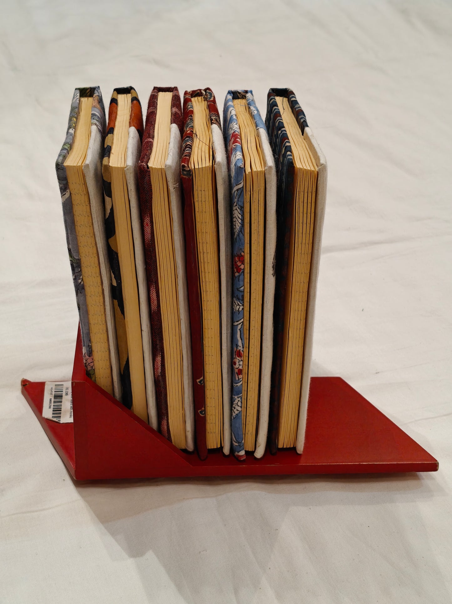 Red wooden wall shelf