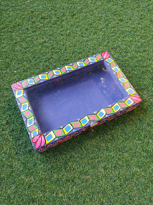 Colorful handpainted wooden jewellery box