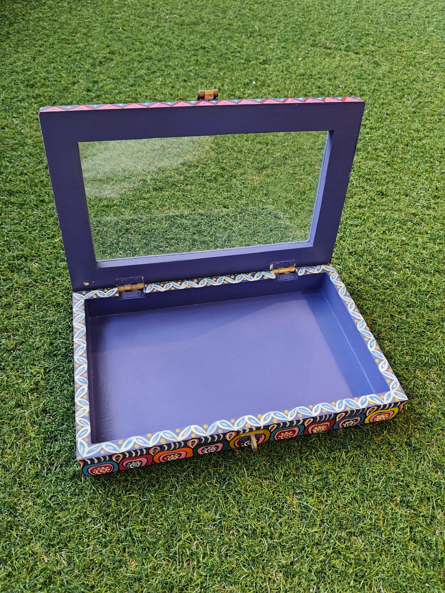 Colorful handpainted wooden jewellery box