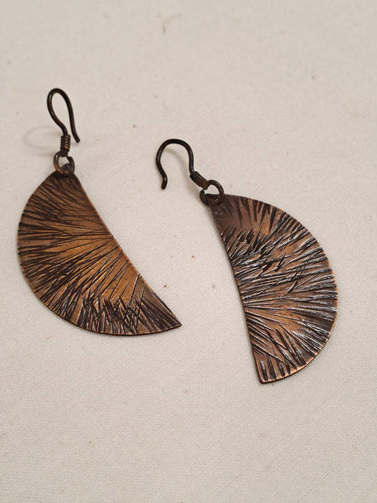 Semi circular copper earrings