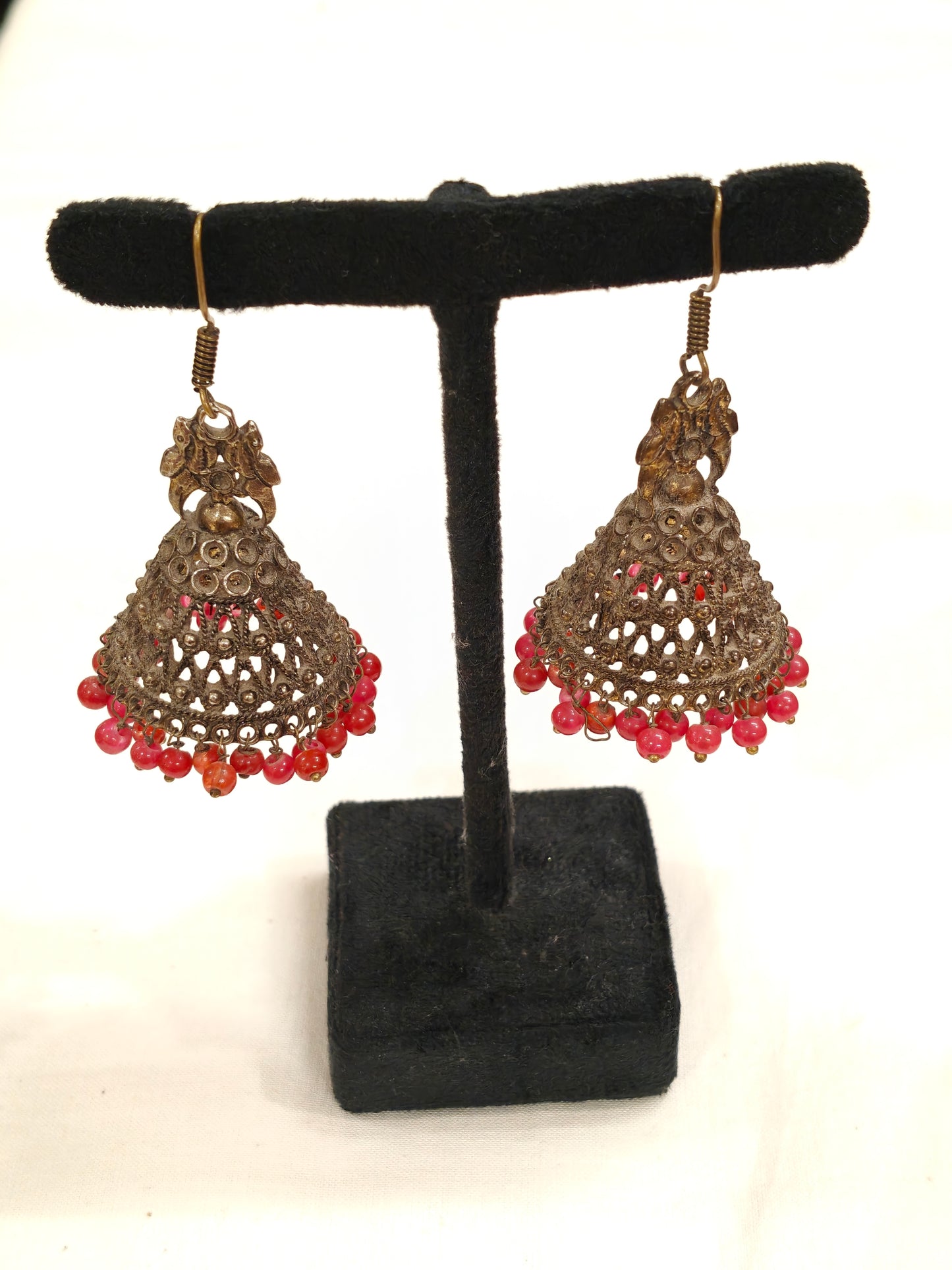 Conical shaped jhumka with bead drops
