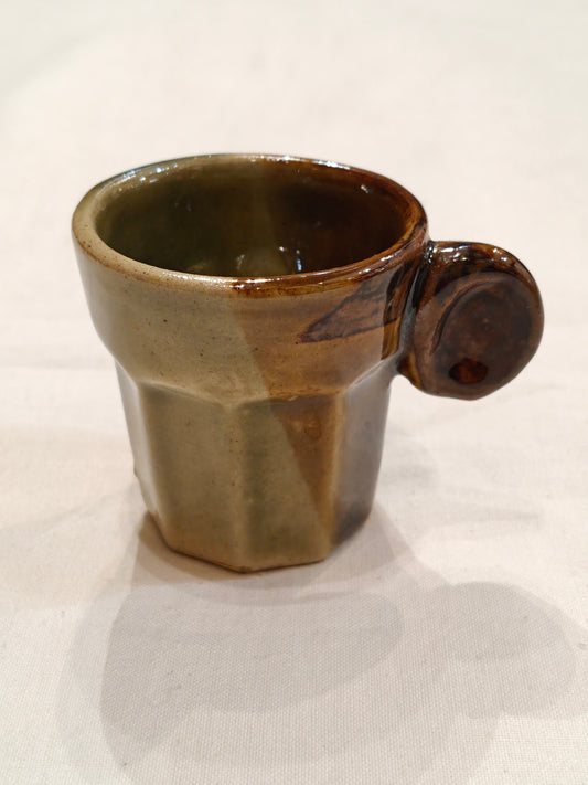 Espresso cup - small ceramic Olive green and brown handcrafted cup