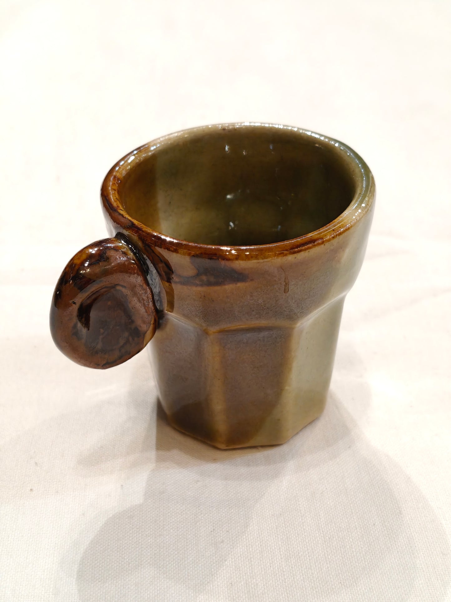 Espresso cup - small ceramic Olive green and brown handcrafted cup