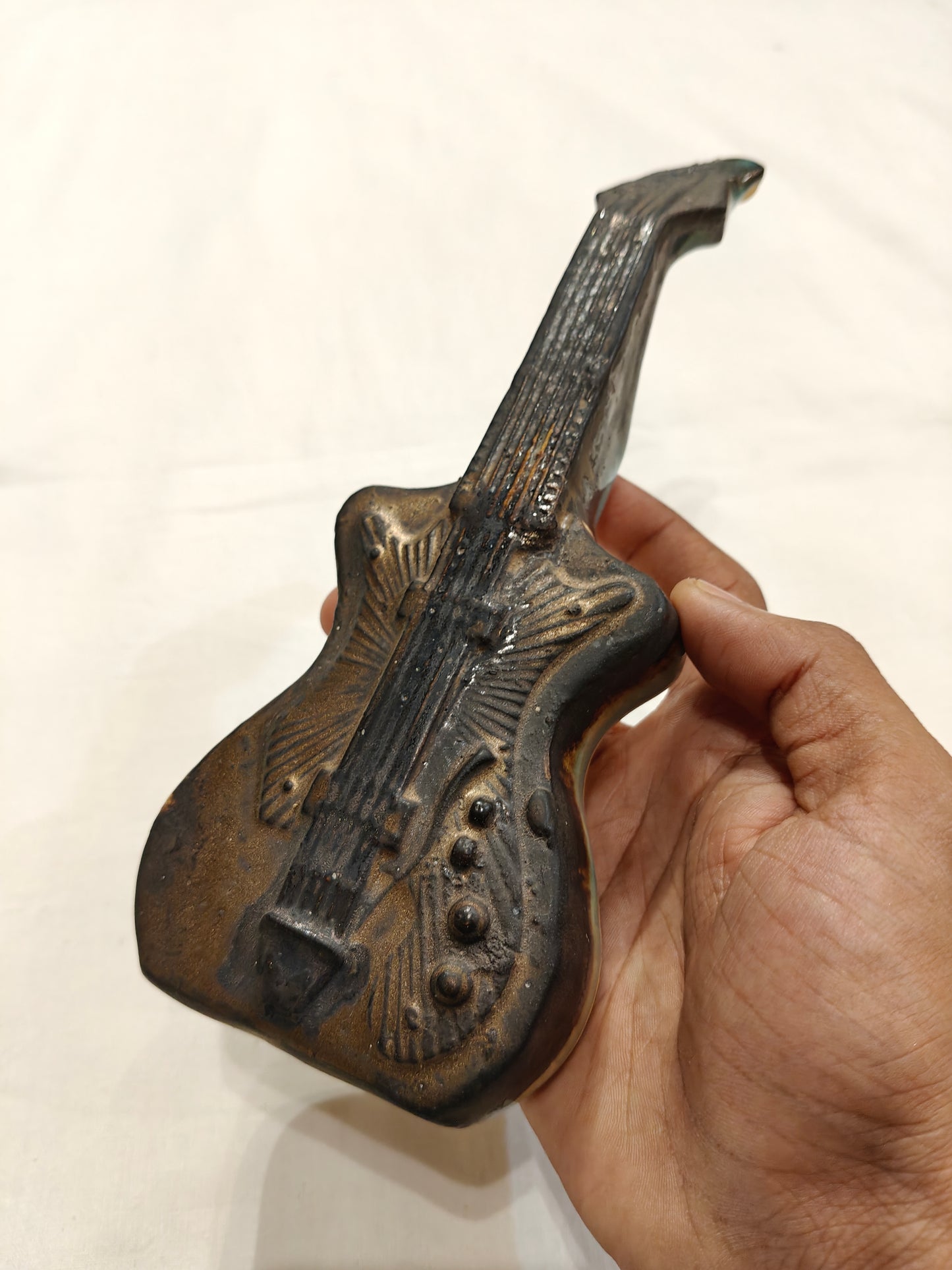 Ceramic vintage look Handcrafted guitar - collectible decor piece