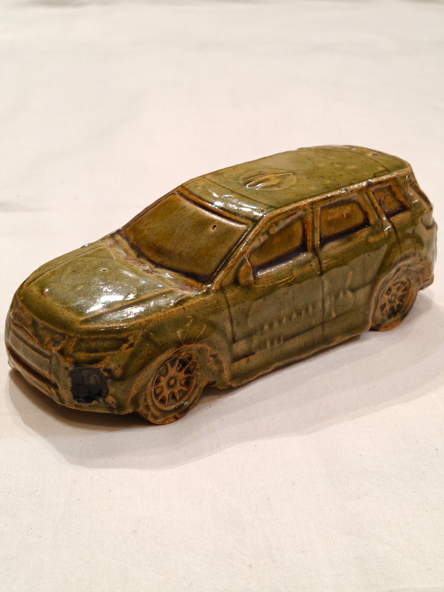 Ceramic handcrafted car - collectible decor piece