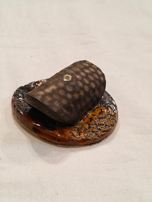 Brown Ceramic handcrafted Incense holder