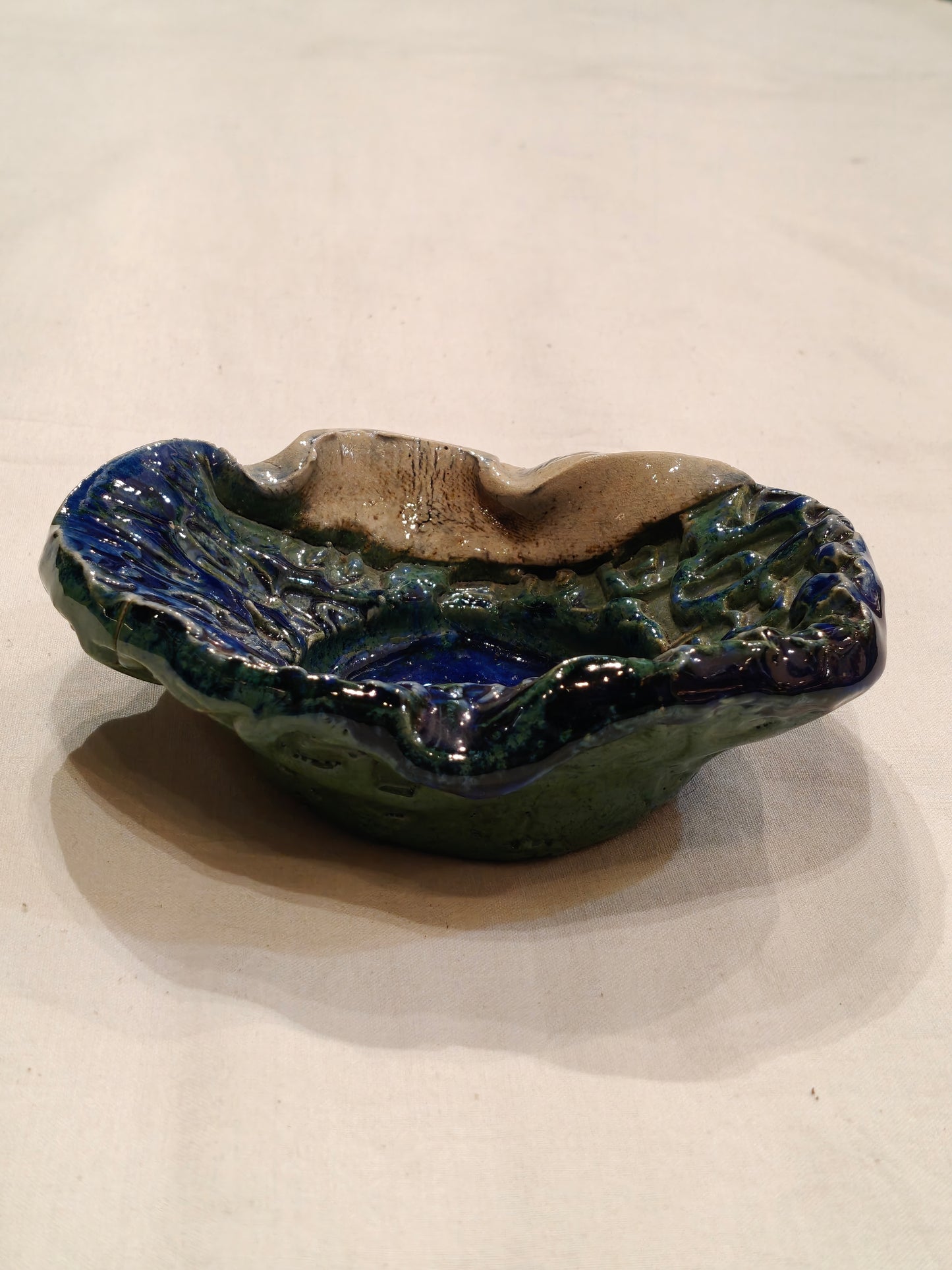 Blue and white Ceramic handcrafted unique design ash tray