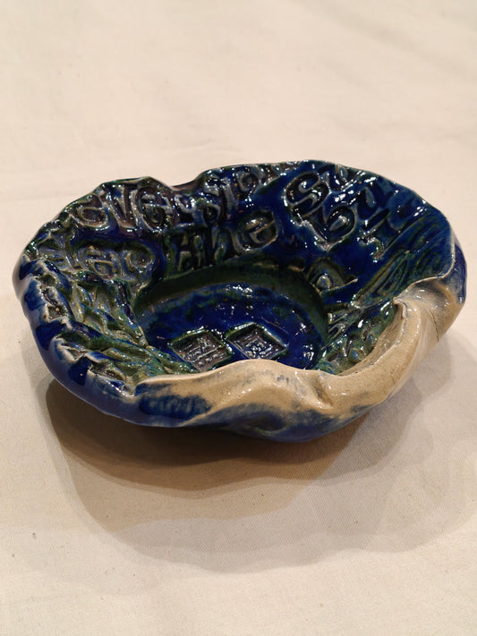Blue and white Ceramic handcrafted unique design ash tray