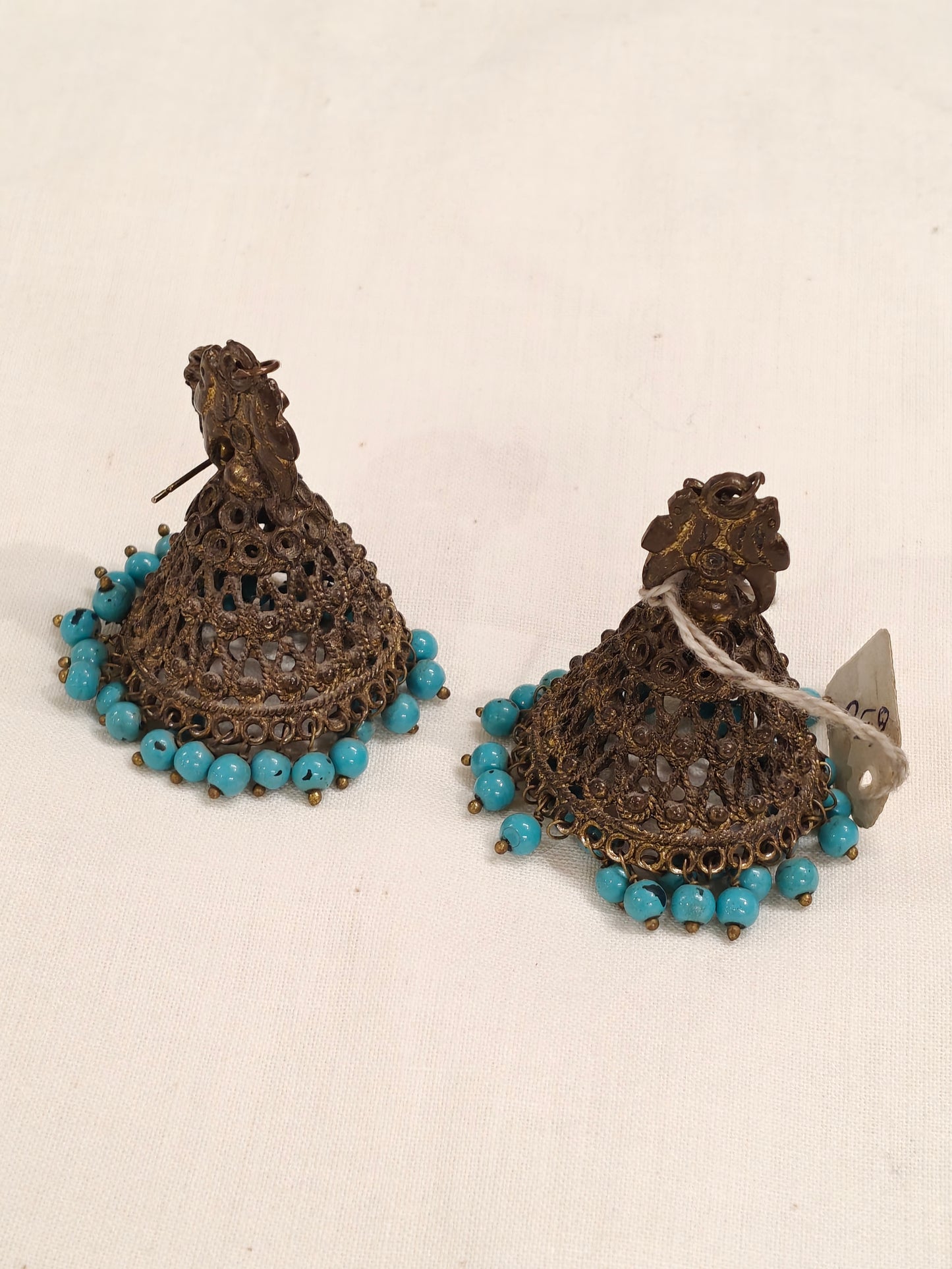 Conical shaped jhumka with bead drops